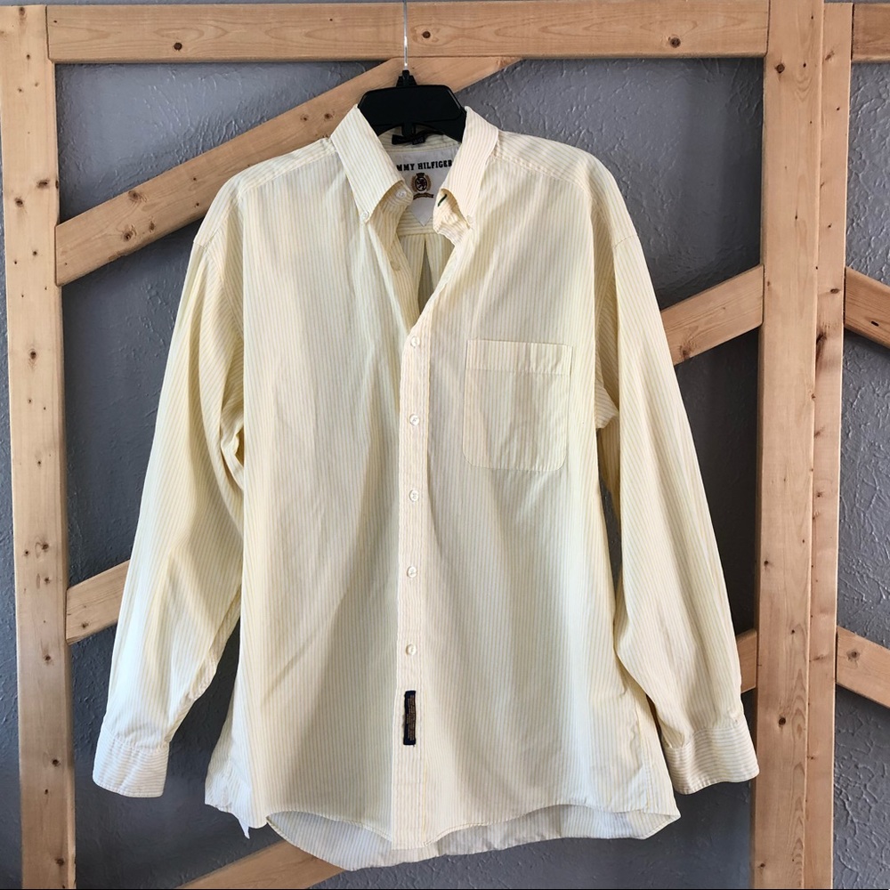 Tommy Hilfiger Yellow Striped Button Down - 16.5 Neck - Men’s Business Shirt